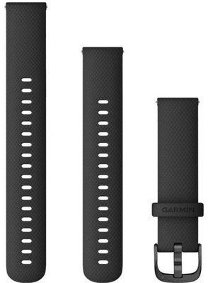 Bracelet en silicone Garmin 18 mm (pro Venu 2S, Vívoactive 4S, Vívomove 3S), noir, Quick Release, + partie étendue