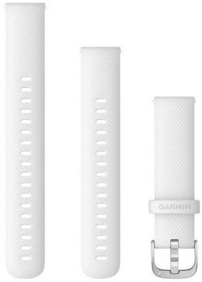 Bracelet en silicone Garmin 18mm (pro Venu 2S, Vívoactive 4S, Vívomove 3S aj.), blanc, Quick Release, + partie étendue