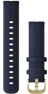Bracelet en cuir Garmin 18mm (Venu 2S, Vívoactive 4S, Vívomove 3S), bleu, Quick Release