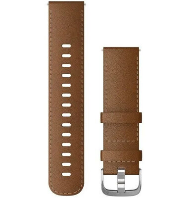 bracelet en cuir Garmin 22mm (pour Venu, Forerunner 255, Vívoactive 4 etc.), marron, Quick Release, 010-12932-24