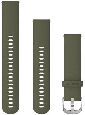 bracelet en silicone Garmin 20mm (pour Venu, Venu Sq, Venu 2 plus etc.), vert, Quick Release + partie rallongée, 010-12924-11