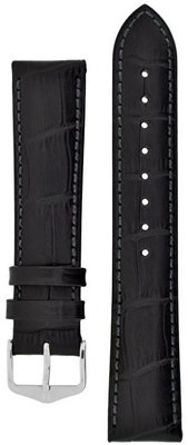 bracelet en cuir Hirsch Duke L 01028050-2, noir, peau de veau, longueur L, Quick Release