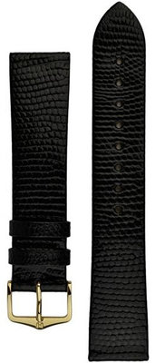 bracelet en cuir Hirsch Lizard L 01766050-1, noir, lézard, longueur L, Quick Release