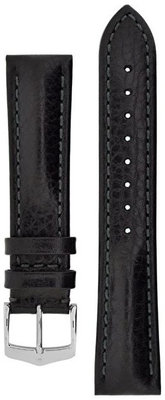 bracelet en cuir Hirsch Lucca L 04902050-2, noir, cuir de veau, longueur L, Quick Release