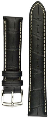 bracelet en cuir Hirsch Modena L 10302850-2, noir, veau, longueur L, Quick Release