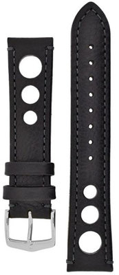 bracelet en cuir Hirsch Rally L 05102050-2, noir, cuir de veau, longueur L, Quick Release