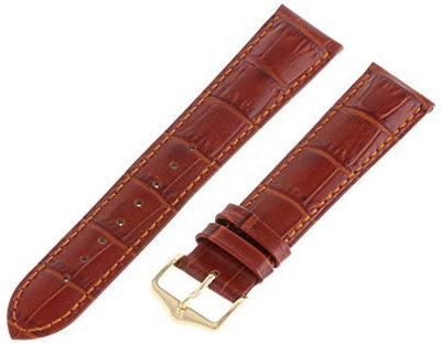 bracelet en cuir Hirsch Duke L 01028070-1, marron, peau de veau, longueur L, Quick Release