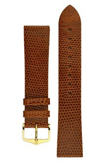 bracelet en cuir Hirsch Lizard L 01766070-1, marron, lézard, longueur L, Quick Release