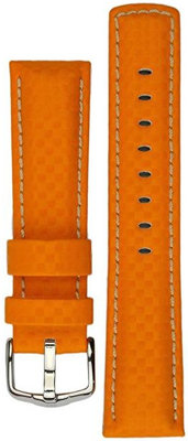 bracelet en cuir Hirsch Carbon L 02592076-2, orange, cuir de veau, longueur L, Quick Release