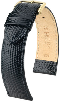 bracelet en cuir Hirsch Rainbow M 12302650OE 1, noir, veau, open end (pour pompes fixes), longueur M