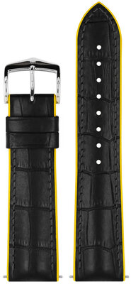 Bracelet de montre en cuir Hirsch Andy L 0927228050-2, noir, cuir de veau/caoutchouc naturel, longueur L, Quick Release