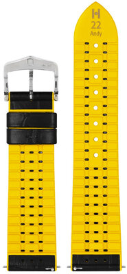 Bracelet de montre en cuir Hirsch Andy L 0927228050-2, noir, cuir de veau/caoutchouc naturel, longueur L, Quick Release