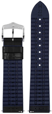 bracelet en cuir Hirsch Andy L 0928028050-2, noir, veau/caoutchouc naturel, longueur L, Quick Release