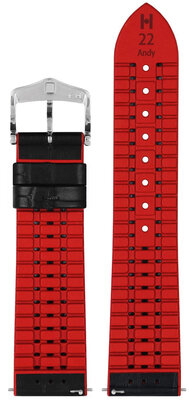 Bracelet de montre en cuir Hirsch Andy L 0922028050-2, noir, cuir de veau/caoutchouc naturel, longueur L, Quick Release