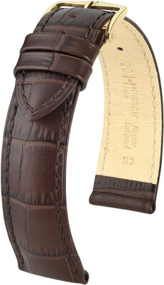 bracelet en cuir Hirsch Duke L 01028010OE-1, marron, peau de veau, extrémité ouverte (pour pompes fixes), longueur L, Quick Release