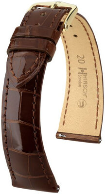 bracelet en cuir Hirsch London L 04307010-1, marron, cuir d'alligator, longueur L, Quick Release