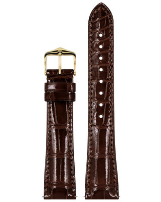 bracelet en cuir Hirsch London L 04307010-1, marron, cuir d'alligator, longueur L, Quick Release