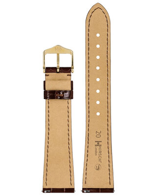 bracelet en cuir Hirsch London L 04307010-1, marron, cuir d'alligator, longueur L, Quick Release