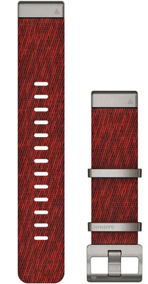 Bracelet en nylon Garmin 22mm (pro Garmin Fenix 8/7/6 (47mm), Epix 2 aj.), rouge V2, QuickFit