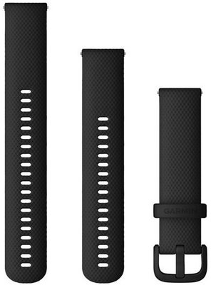 bracelet en silicone Garmin 20mm (pour Venu, Venu Sq, Venu 2 plus etc.), noir V1, Quick Release + partie prolongée, 010-13021-03
