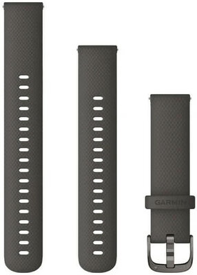 Bracelet en silicone Garmin 18mm (pro Venu 2S, Vívoactive 4S, Vívomove 3S), gris V4, Quick Release, + partie étendue