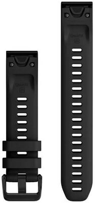 Bracelet en silicone Garmin 20mm (pour Garmin Fenix 8/7S/6S (43mm) etc.), noir, QuickFit, + partie rallongée, 010-13028-00
