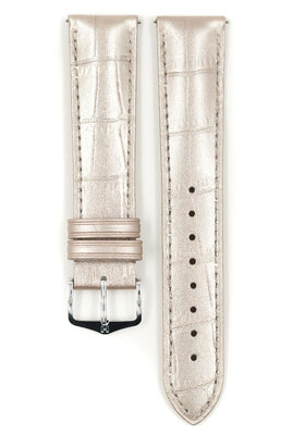 Bracelet en cuir Hirsch Duke Metallic M 01027130-2, gris, cuir de veau, longueur M, Quick Release