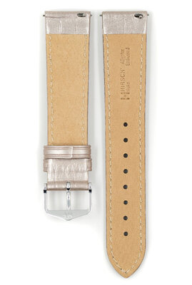 Bracelet en cuir Hirsch Duke Metallic M 01027130-2, gris, cuir de veau, longueur M, Quick Release