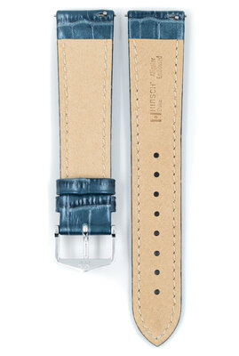 Bracelet en cuir Hirsch Duke Metallic M 01027180-2, bleu, cuir de veau, longueur M, Quick Release