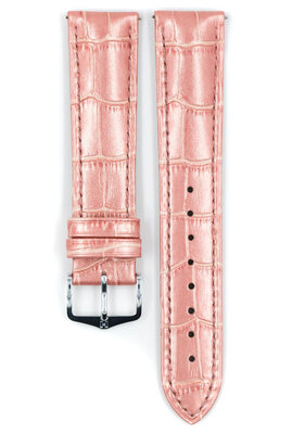 Bracelet en cuir Hirsch Duke Metallic M 01027122-2, rose, cuir de veau, longueur M, Quick Release