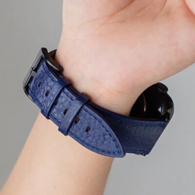 bracelet en cuir Ricardo (pour Apple Watch 42/44/45/49mm), bleu