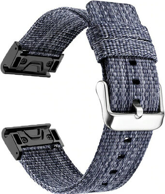 Sangle QuickFit 26mm, nylon, bleu, boucle acier (Garmin Fenix 7X/6X/5X, Tactix, etc.)