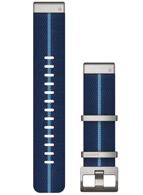 bracelet en nylon Garmin 22mm (pour Garmin Fenix 8/7/6 (47mm), Epix 2 etc.), bleu V2, QuickFit, 010-13225-10