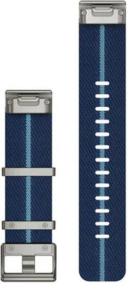 bracelet en nylon Garmin 22mm (pour Garmin Fenix 8/7/6 (47mm), Epix 2 etc.), bleu V2, QuickFit, 010-13225-10