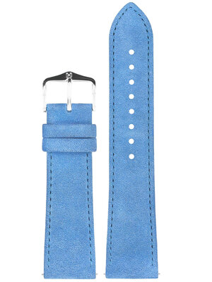 bracelet en cuir Hirsch Osiris Nubuk M 03433183-2, bleu, veau, longueur M, Quick Release