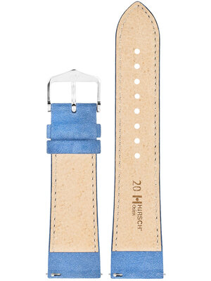 bracelet en cuir Hirsch Osiris Nubuk M 03433183-2, bleu, veau, longueur M, Quick Release