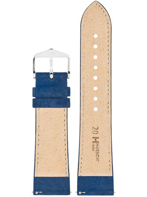 bracelet en cuir Hirsch Osiris Nubuk M 03433180-2, bleu, veau, longueur M, Quick Release