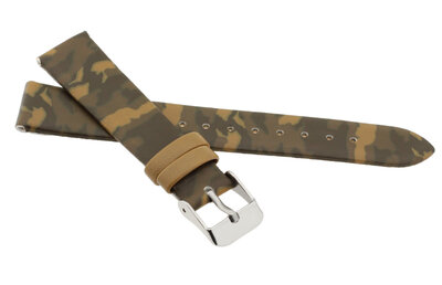 bracelet de montre en simili cuir JVD RJ7214.3 16mm, marron/camouflage, pour enfant