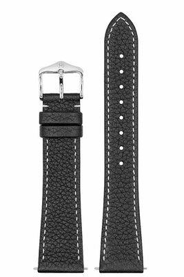 bracelet en cuir Hirsch Bologna M 01802150-2, noir, veau, longueur M, Quick Release