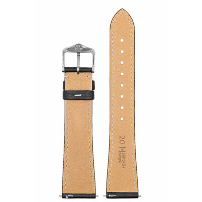 bracelet en cuir Hirsch Bologna L 01802050-2, noir, veau, longueur L, Quick Release