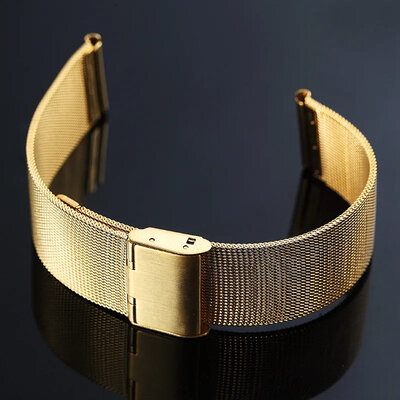 bracelet en acier inoxydable Ricardo Barletta, doré, maille milanaise