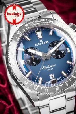 Edox SkyDiver Chronograph Quartz 10116-3-buidn Limited Edition 1000pcs ( + bracelet de rechange )