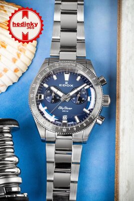 Edox SkyDiver Chronograph Quartz 10116-3-buidn Limited Edition 1000pcs ( + bracelet de rechange )