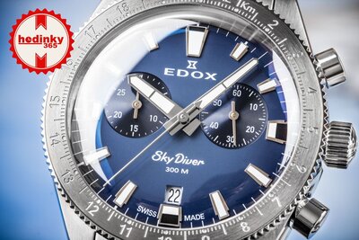 Edox SkyDiver Chronograph Quartz 10116-3-buidn Limited Edition 1000pcs ( + bracelet de rechange )