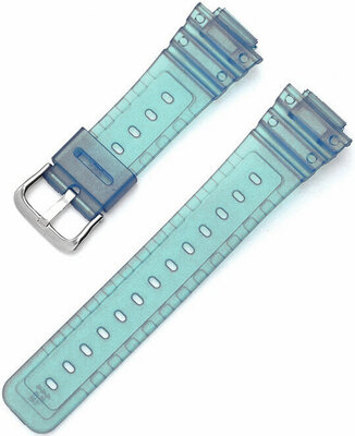 bracelet de montre en plastique Ricardo 16mm (pour Casio G-Shock GA-2100/GA-2110, DW-5600, GW-6900), bleu, transparent