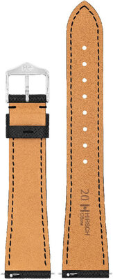 bracelet en cuir Hirsch Giffone L 01875050-2, noir, veau, longueur L, Quick Release