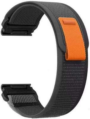 Sangle QuickFit 22mm, nylon, gris, velcro (Garmin Fenix 7/6/5, Epix 2, MARQ 2, etc.)