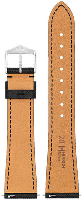 bracelet en cuir Hirsch Giffone M 01875150-2, noir, veau, longueur M, Quick Release
