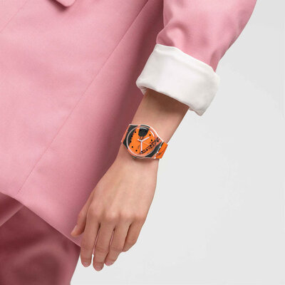 Swatch Barns-Grahams Orange and Red on Pink SUOZ362