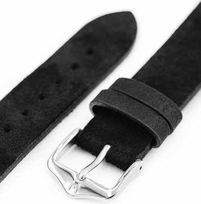 Bracelet en cuir Hirsch Serro L 05564050-2, noir, daim, Limited Edition, longueur L, Quick Release